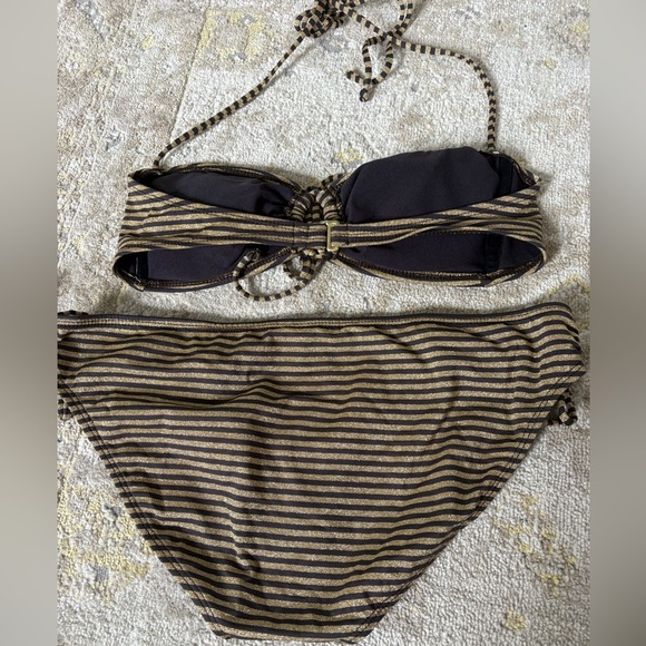 Nautical Metallic Gold Stripe Bikini Set - Picture 3 of 10